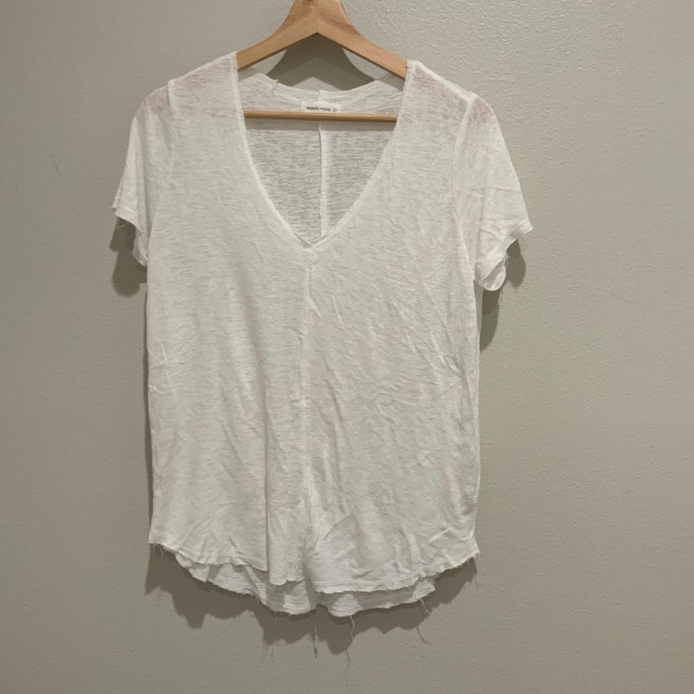 Wasabi + Mint - White V-Neck Women's Top NWOT